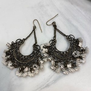 Flower rose dangle earrings